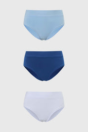 Calzón Mujer Tripack Bikini Algodón Celeste