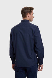 Camisa Hombre Mini Print Azul