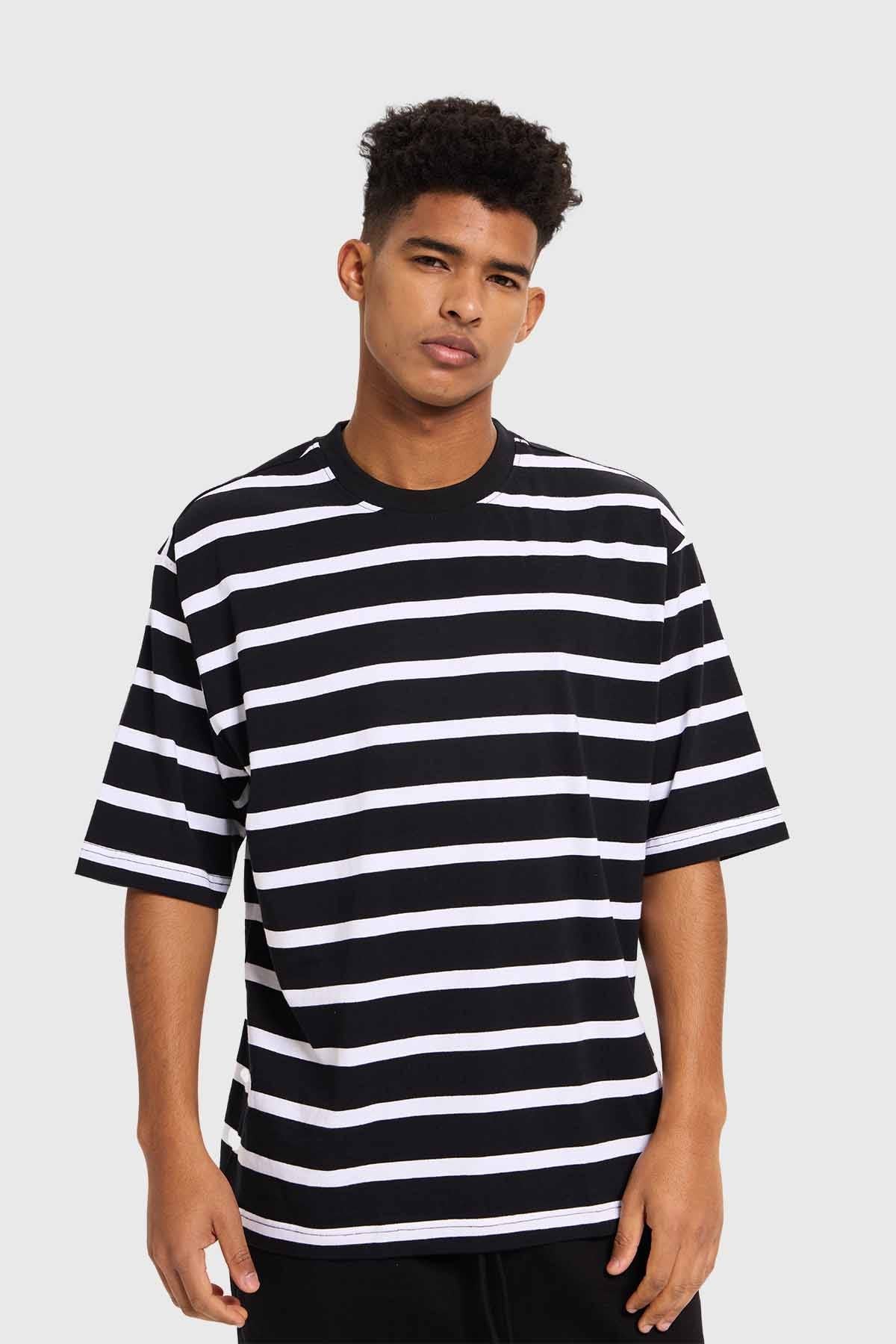 Polera Hombre Rayas Negro
