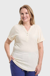 Polera Mujer Abotonada Arena