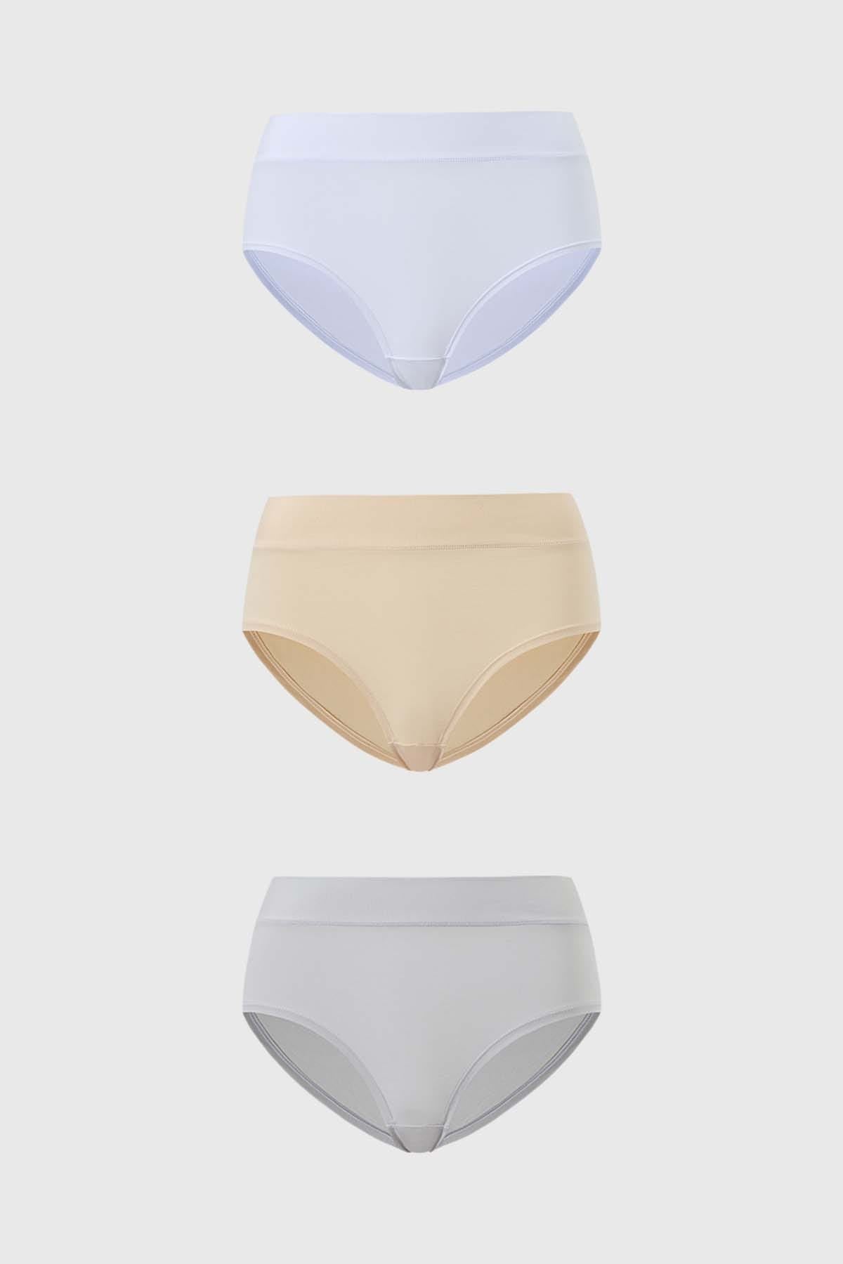 Calzón Mujer Tripack Bikini Algodón Blanco