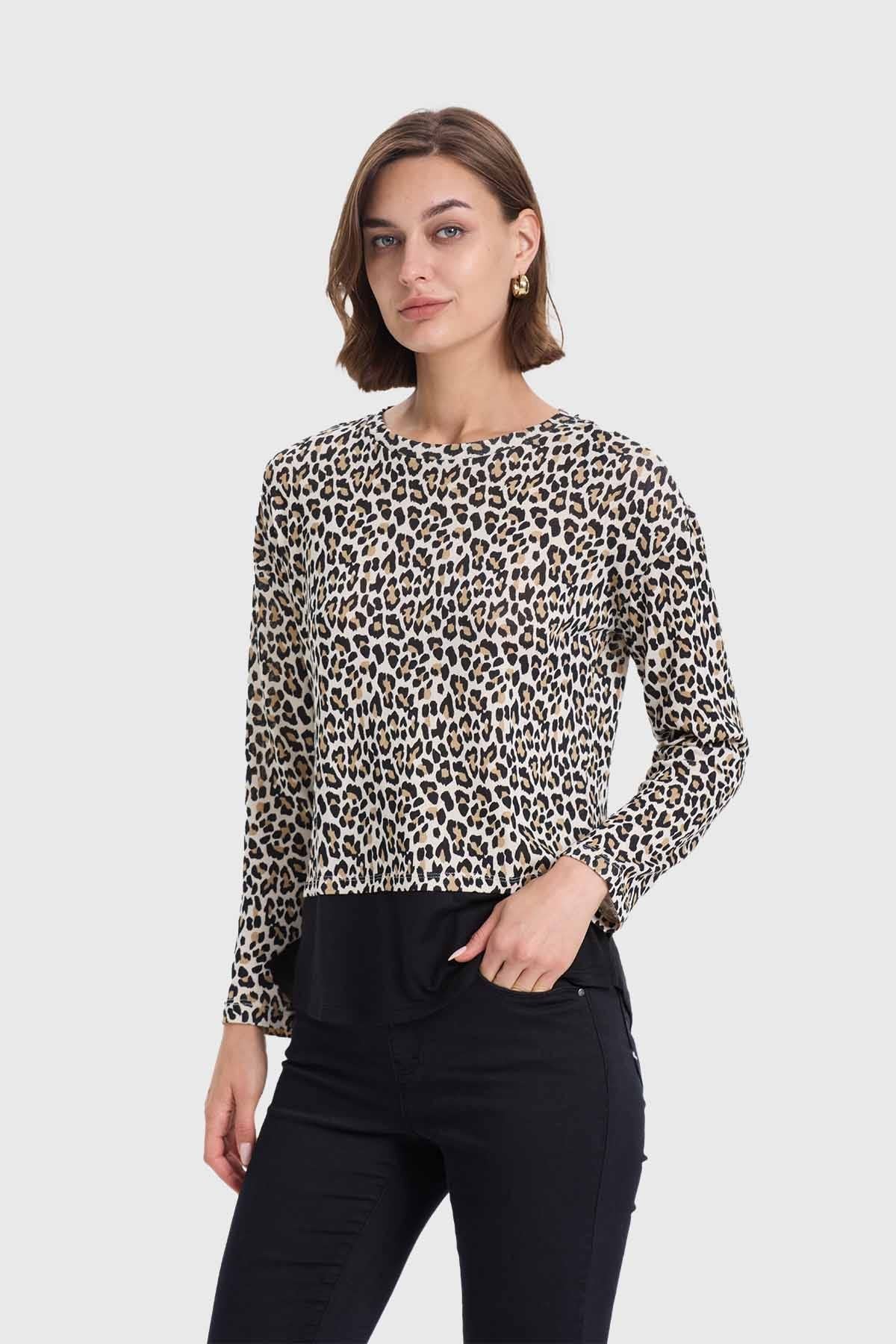 Sweater Mujer Con Faldón Beige