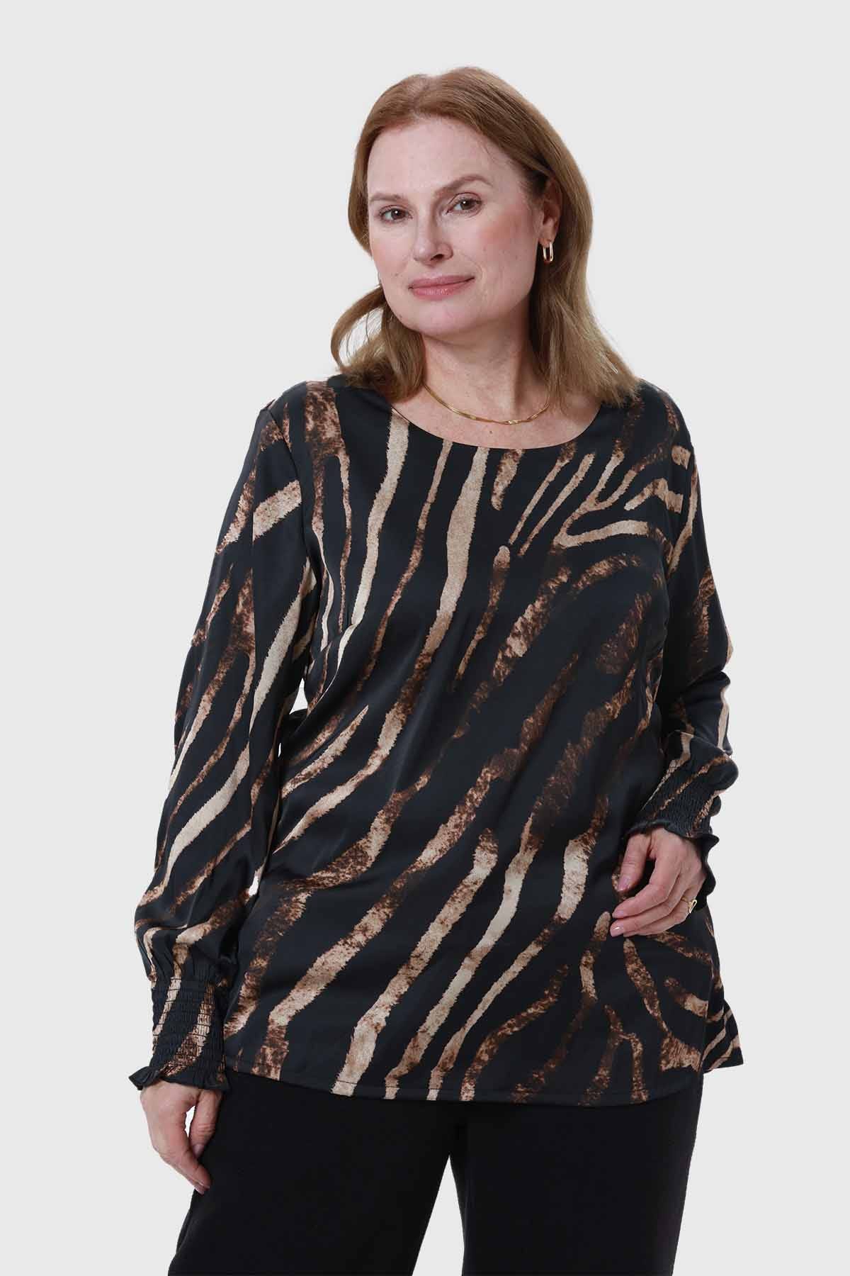 Blusa Mujer Animal Print Café