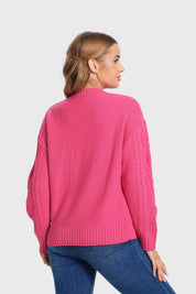 Sweater Mujer Trenzado Fucsia