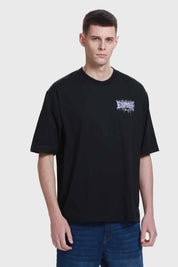 Polera Hombre Doble Print Texto Negro