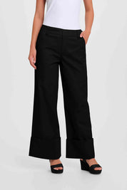 Pantalón Mujer Sastrero Basta Ancha Negro