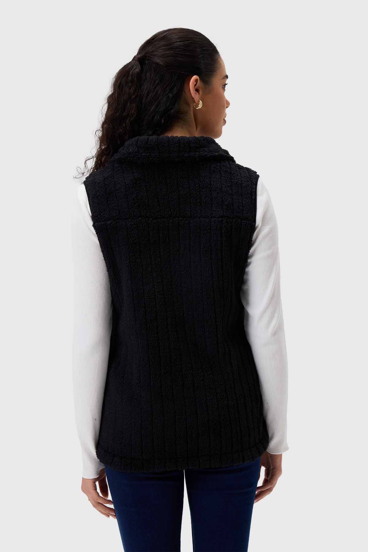 Polar Mujer Peludo Con Textura Negro