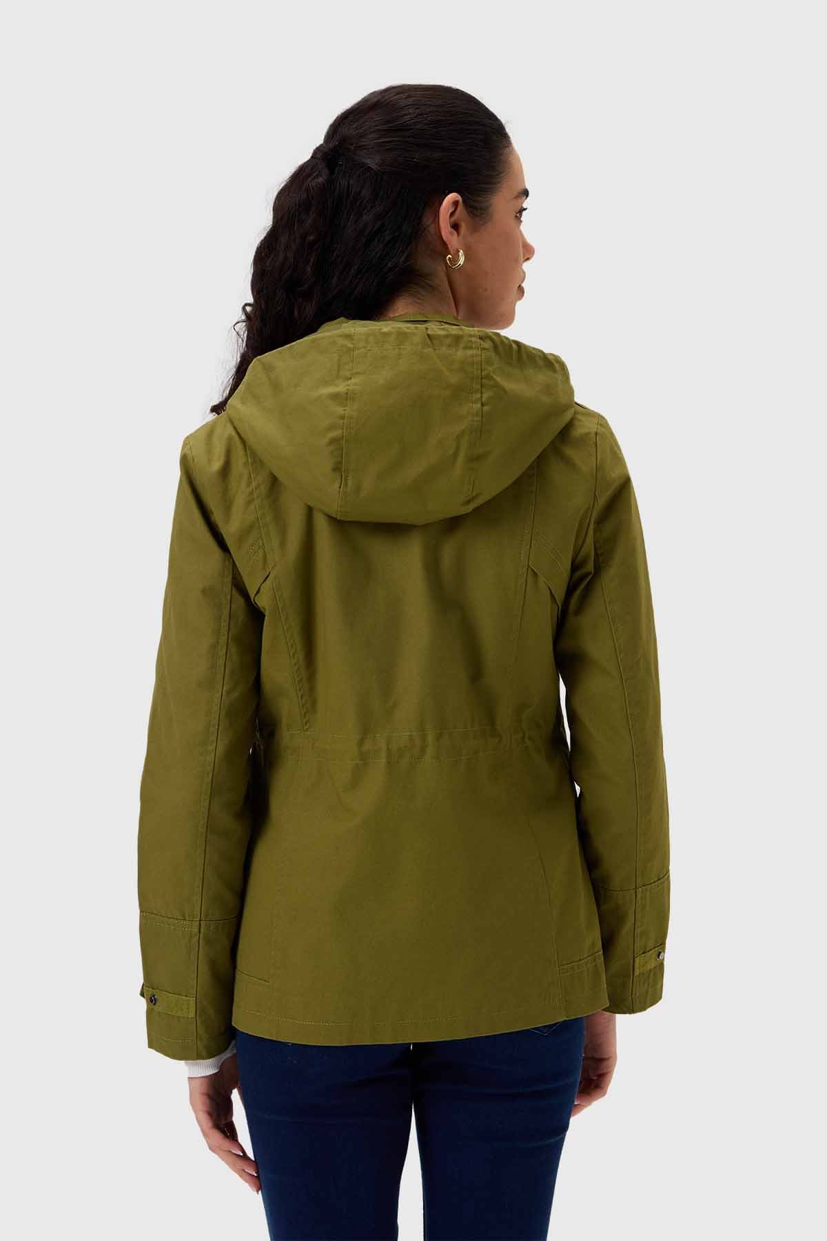 Chaqueta Mujer Con Gorro Verde