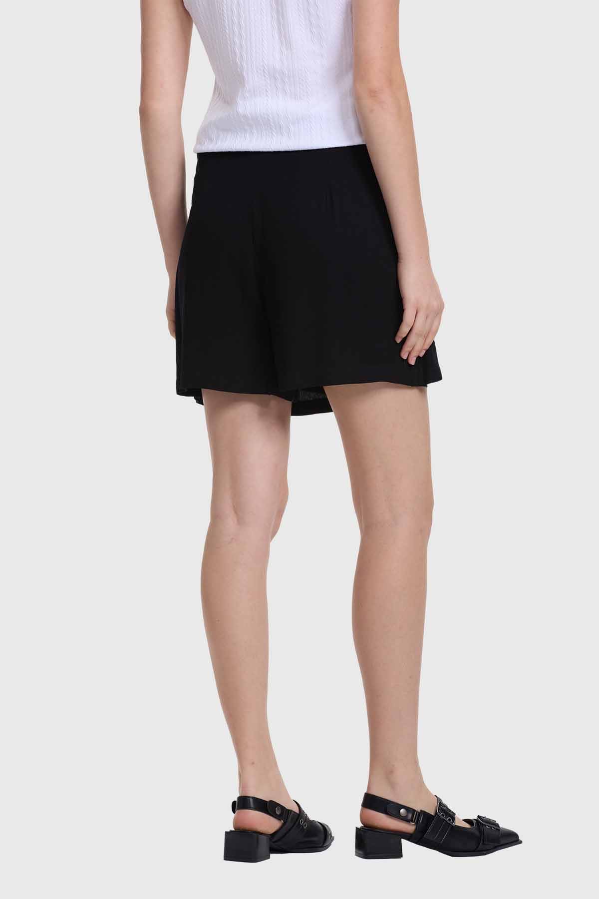 Falda Mujer Short Botones Costado Negro Negro / XL