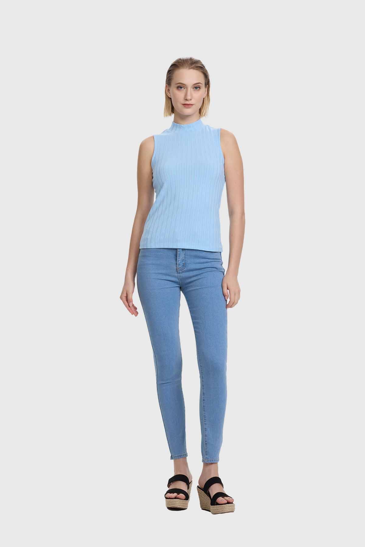 Polera Mujer Rib Celeste Celeste / S