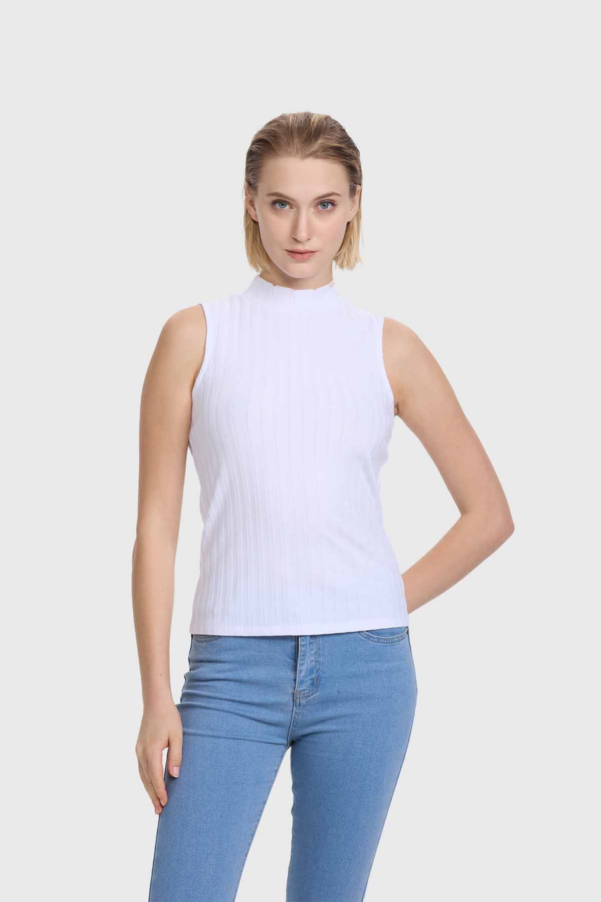 Polera Mujer Rib Blanco