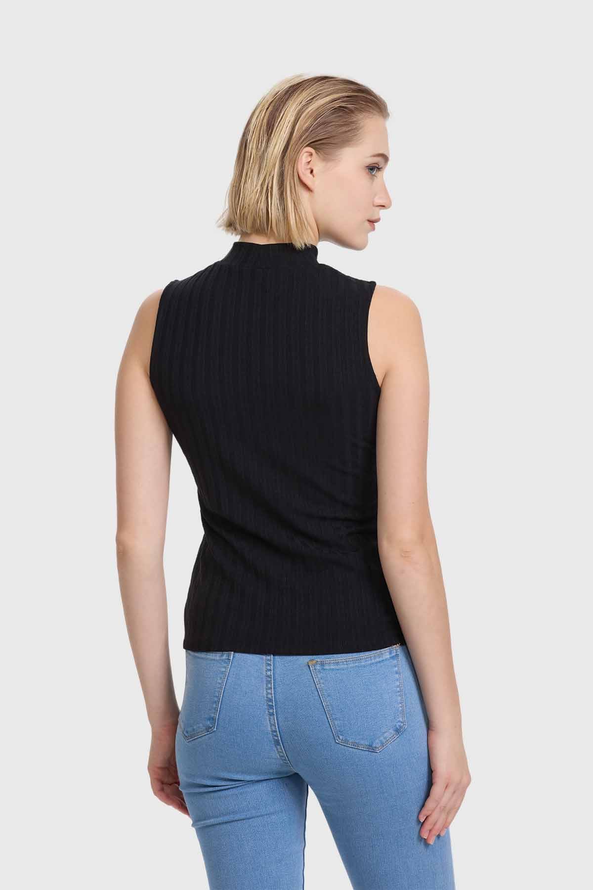 Polera Mujer Rib Negro