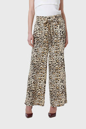 Pantalón Mujer Con Lazo Cintura Beige