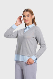 Sweater Mujer Estilo Blusa Gris Melange