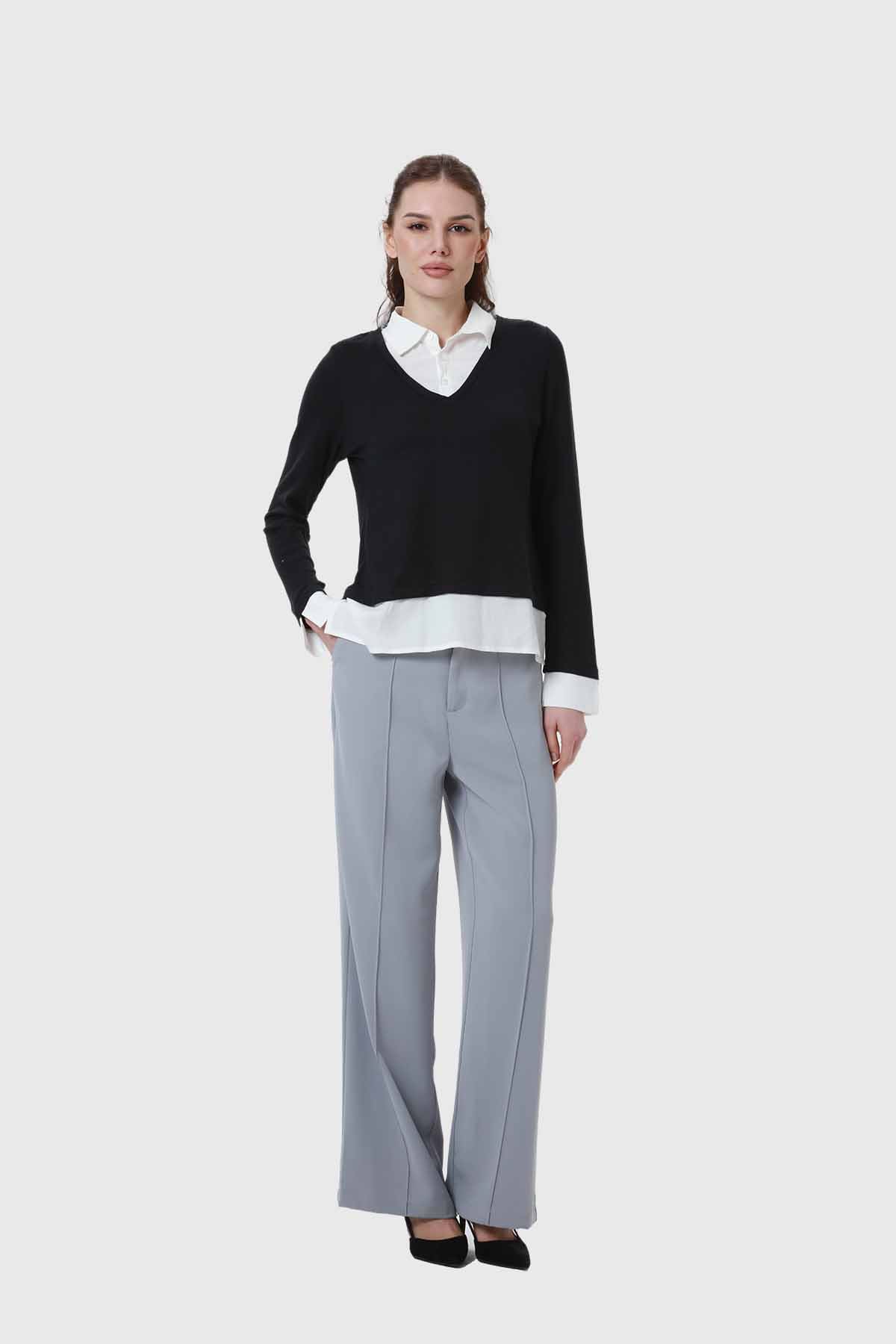 Sweater Mujer Estilo Blusa Negro