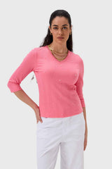 Polera Mujer Rib Terminación Rosado