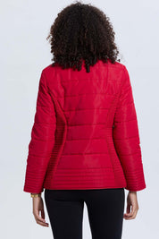 Parka Mujer Aplicación Hebilla Corta Rojo