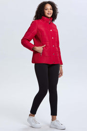 Parka Mujer Aplicación Hebilla Corta Rojo