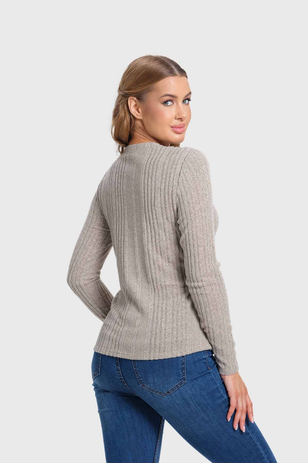 Polera Mujer Rib Camman Beige