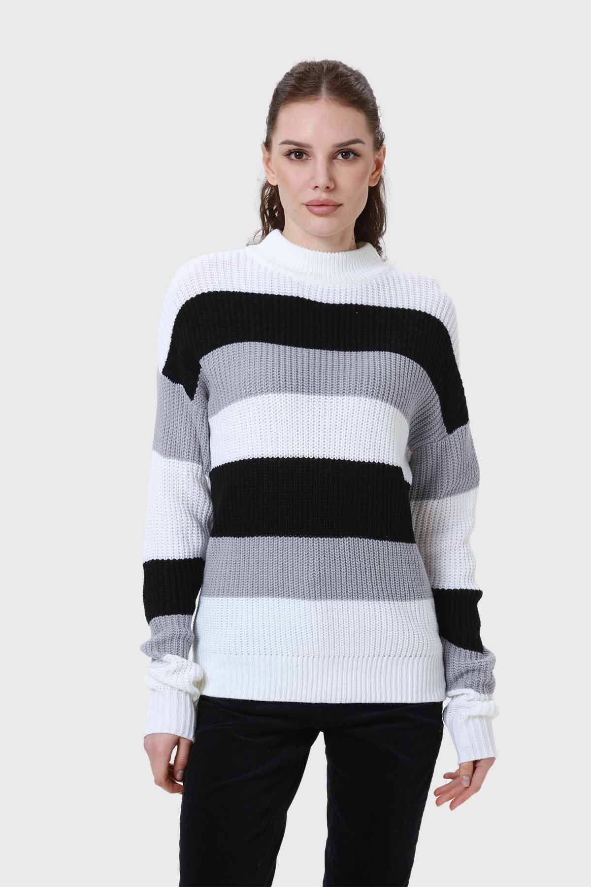 Sweater Mujer Bloques Blanco