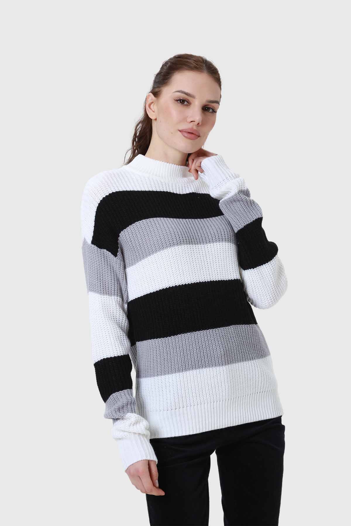 Sweater Mujer Bloques Blanco