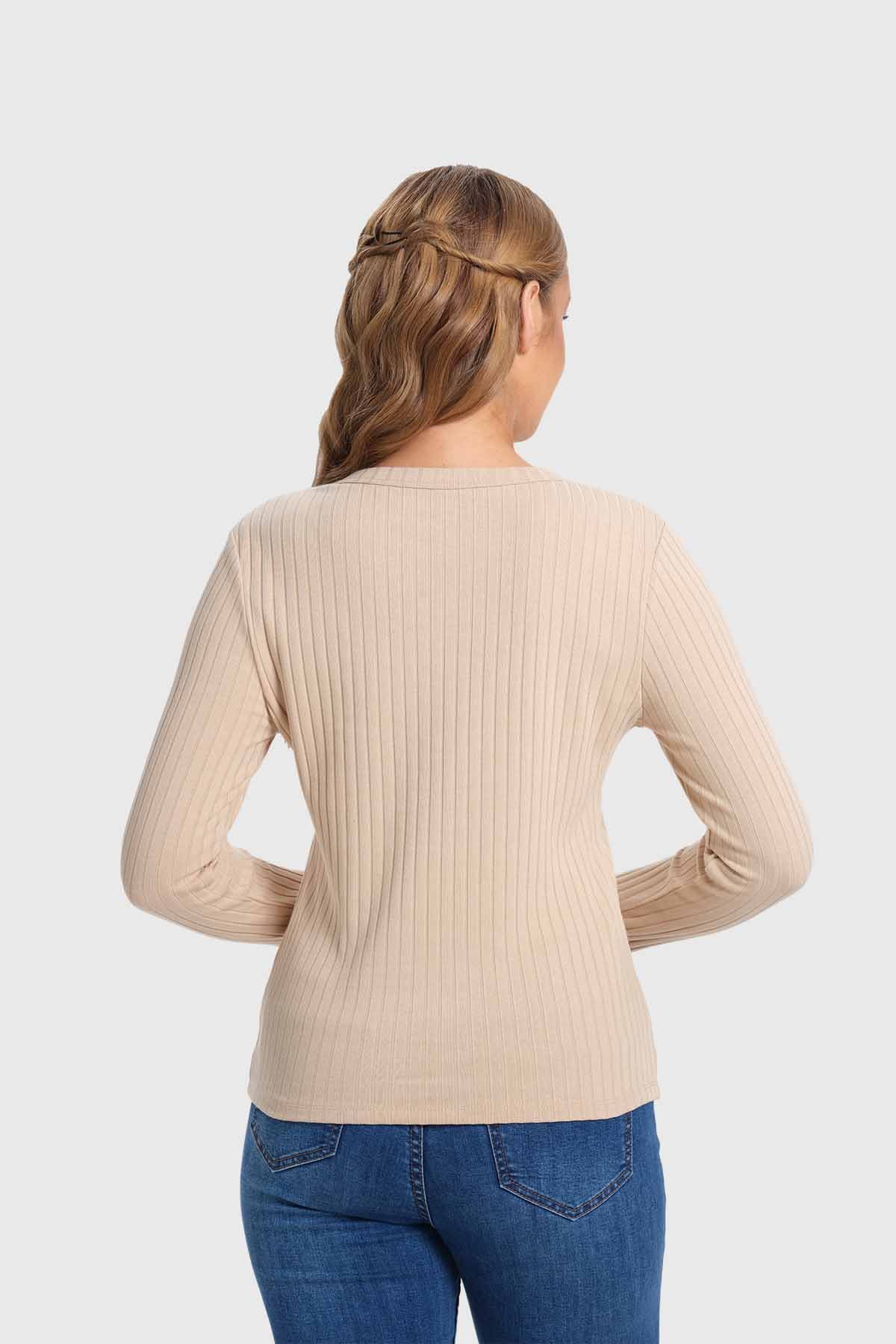 Polera Mujer Rib Beige