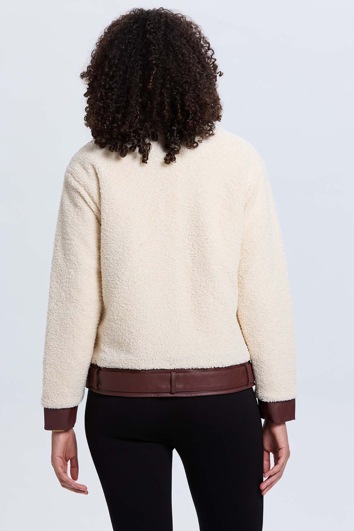 Polar Mujer Tipo Chaqueta Peludo Arena