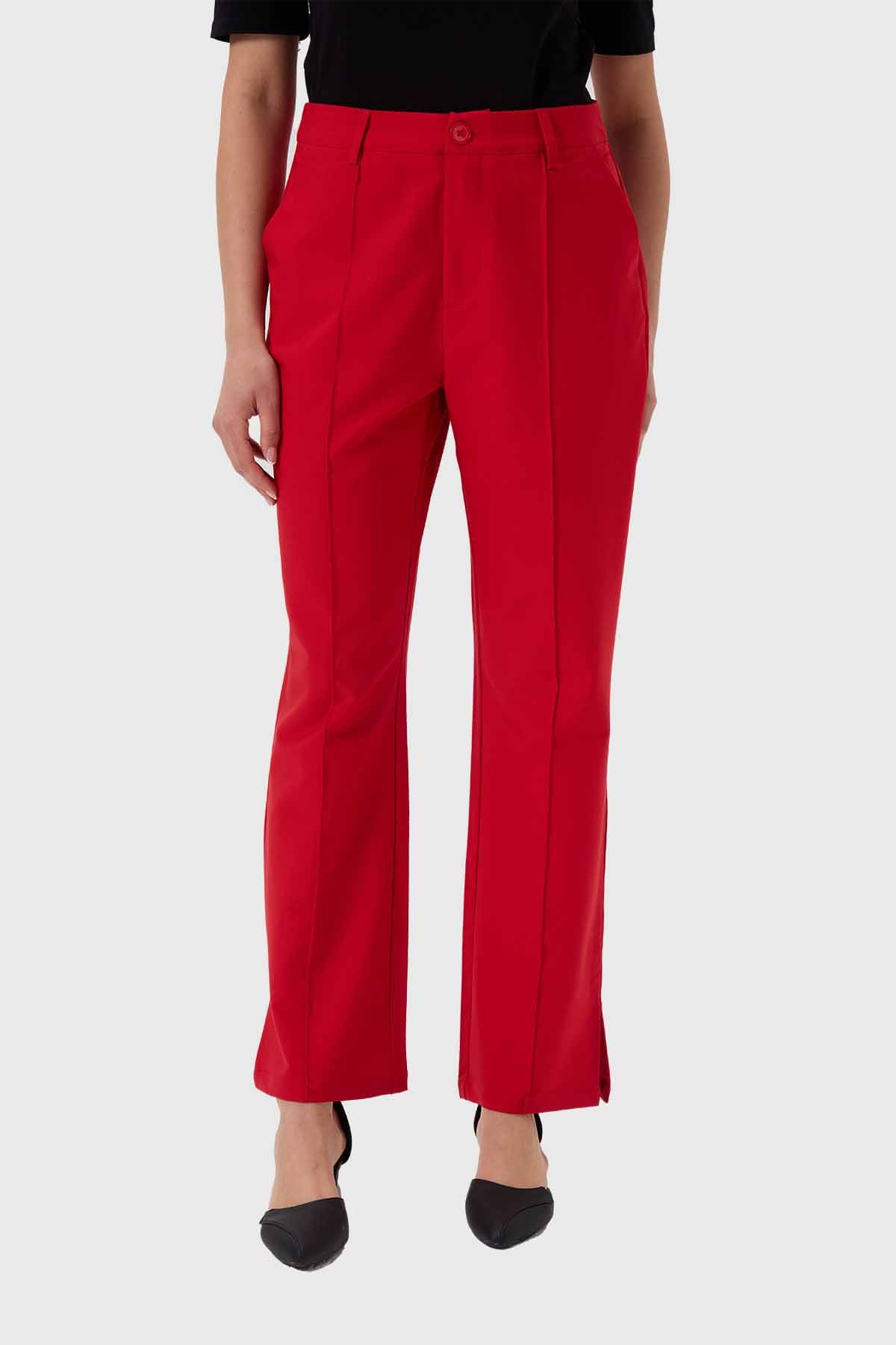 Pantalón Mujer Sastrero Tiro Alto Rojo