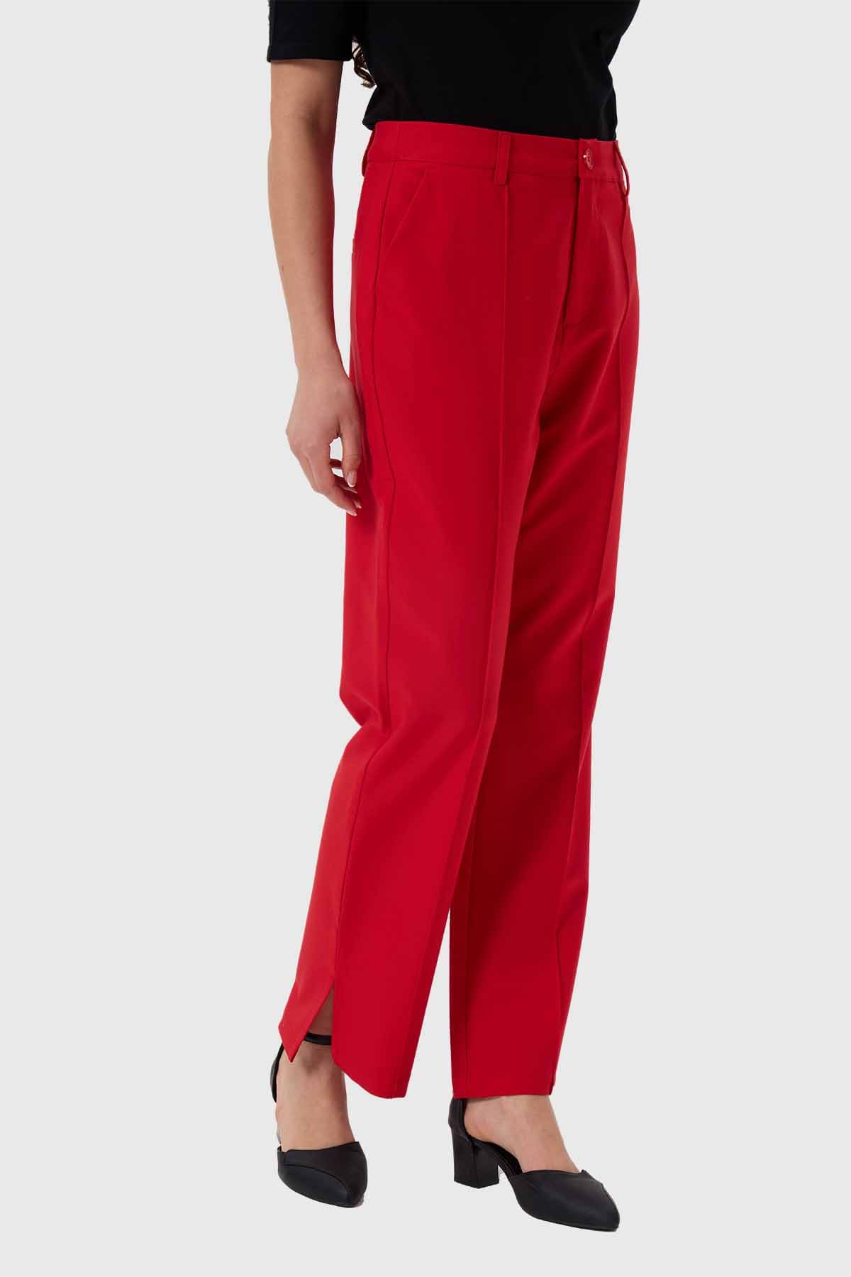 Pantalón Mujer Sastrero Tiro Alto Rojo