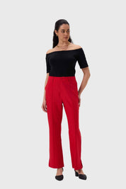 Pantalón Mujer Sastrero Tiro Alto Rojo