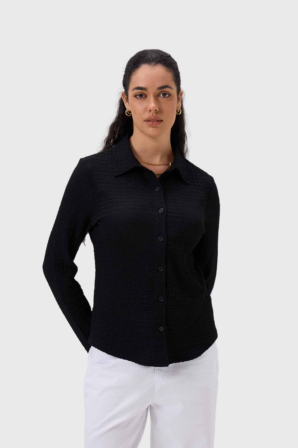 Blusa Mujer Abotonada Negro