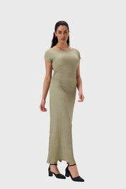 Vestido Mujer Largo Abertura Verde Verde Musgo / XL
