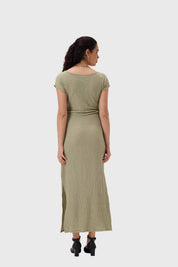 Vestido Mujer Largo Abertura Verde Verde Musgo / XL