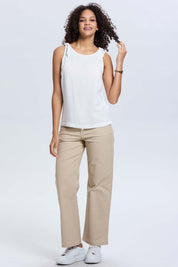 Blusa Mujer Aplicación Nudo Pabilo Crudo
