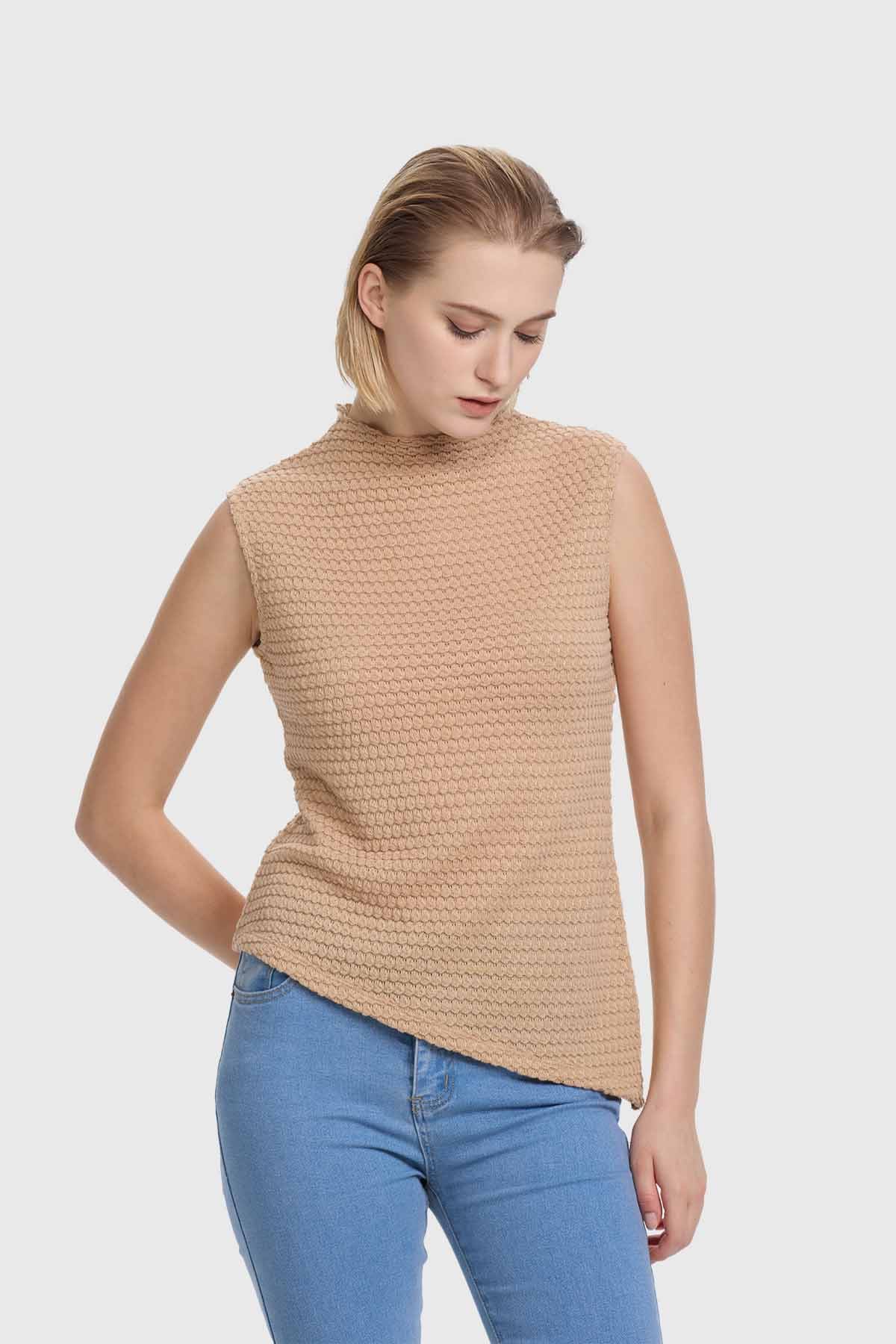 Polera Mujer C/Basta En Punta Beige