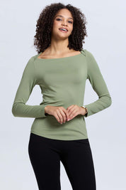 Polera Mujer Escote Recto Verde
