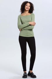 Polera Mujer Escote Recto Verde