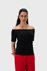 Polera Mujer Con Bardot Negro