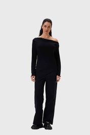 Polera Mujer C/Asimétrico Basta Negro