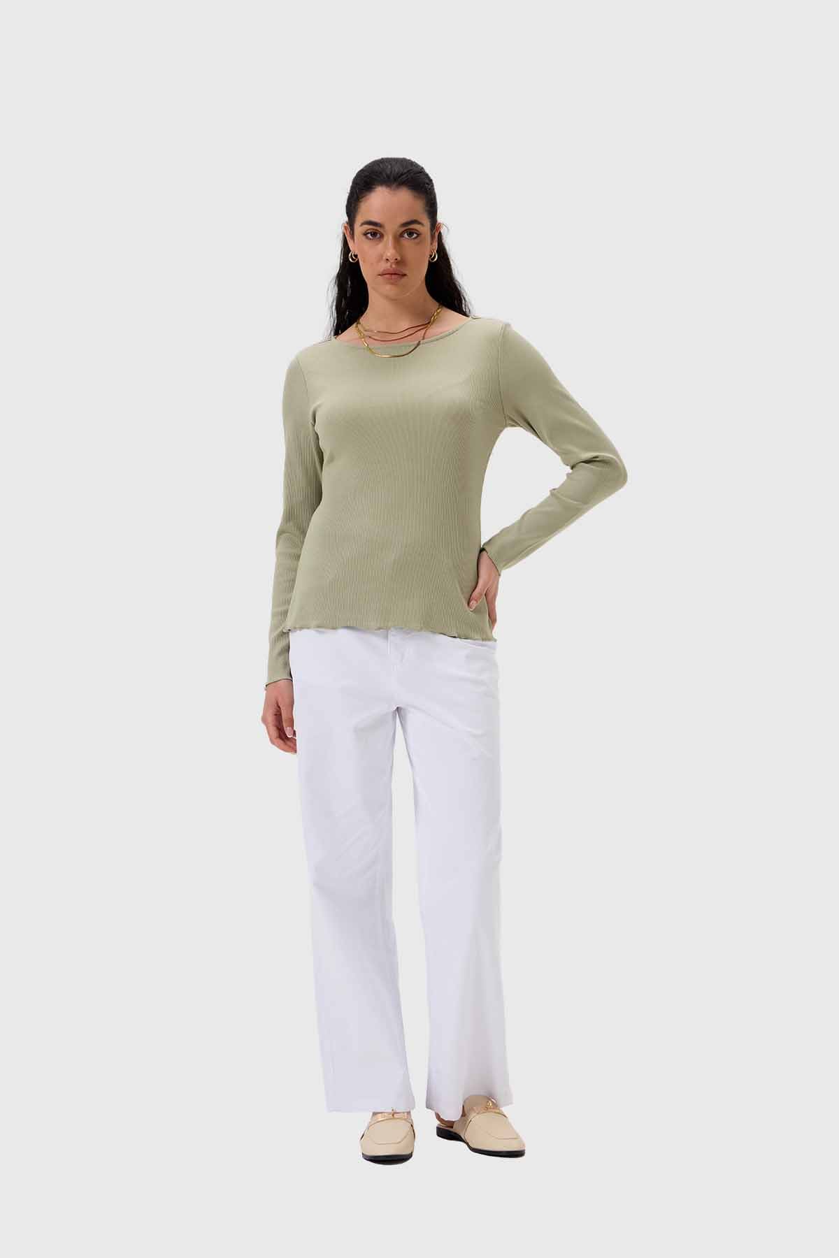 Polera Mujer Rib Verde