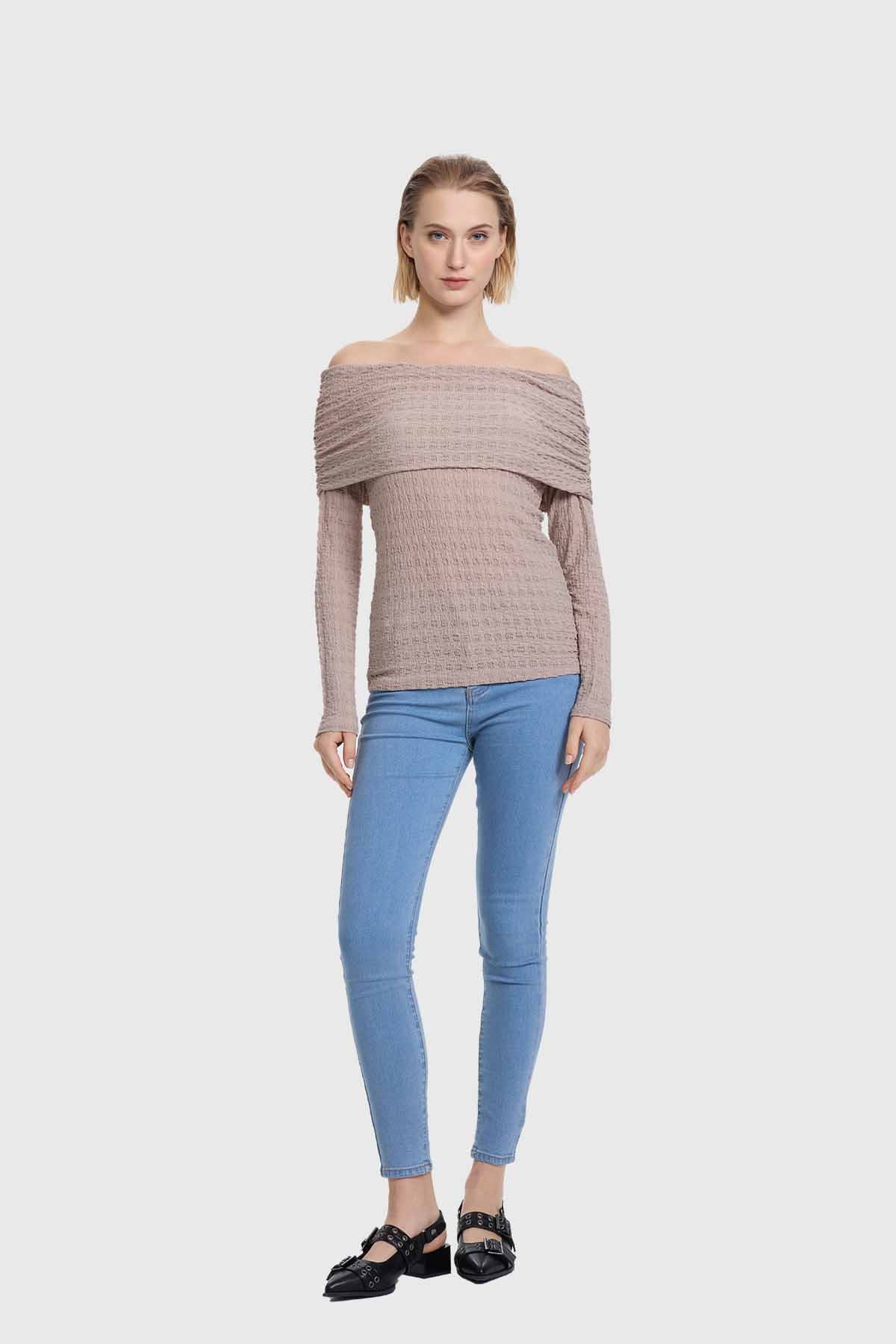 Polera Mujer C/Bardot Doblado Arena