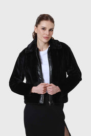 Polar Mujer Cierre Efecto Cuero