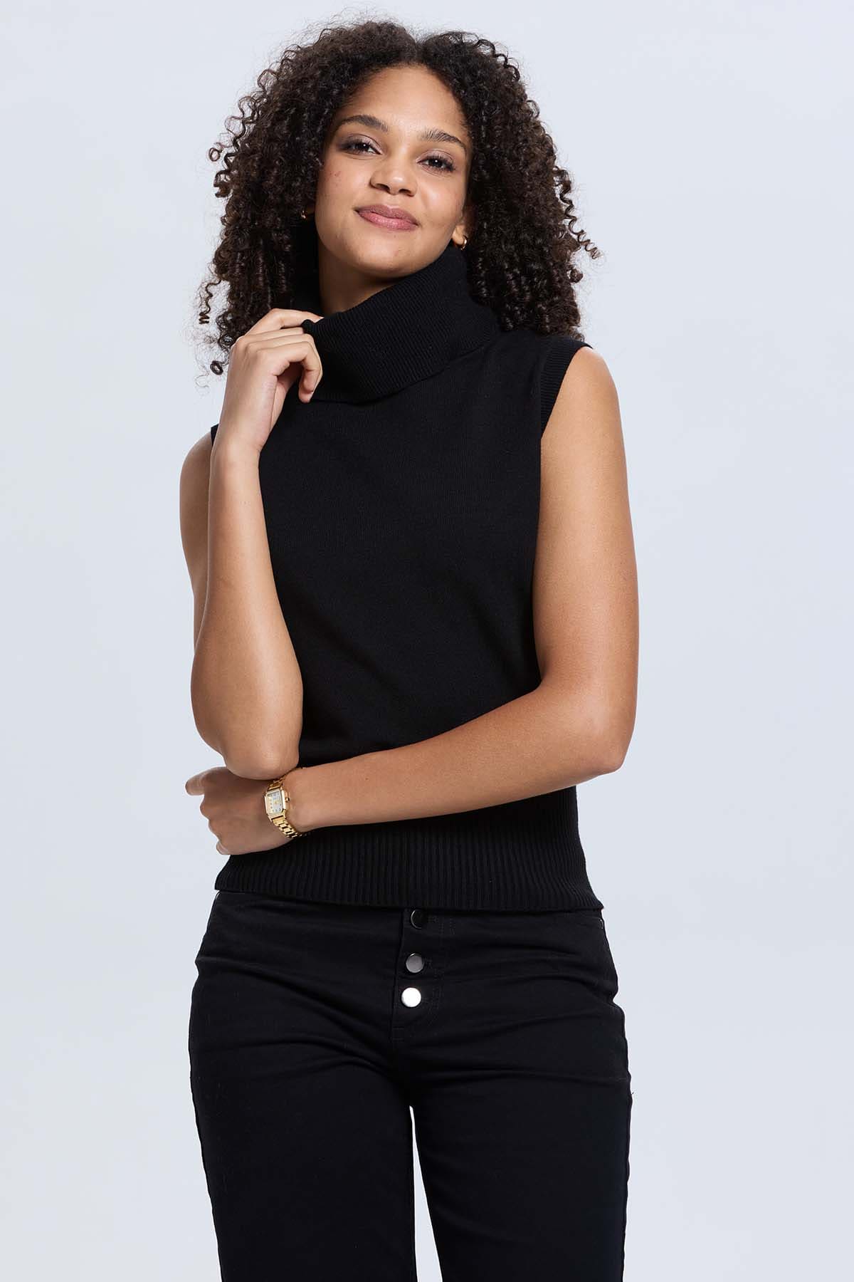 Sweater Mujer Drapead Negro
