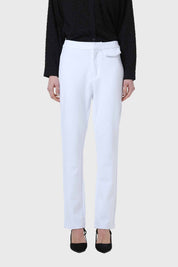 Pantalón Mujer Detalle Tapeta Parche Blanco