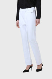 Pantalón Mujer Detalle Tapeta Parche Blanco