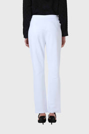 Pantalón Mujer Detalle Tapeta Parche Blanco