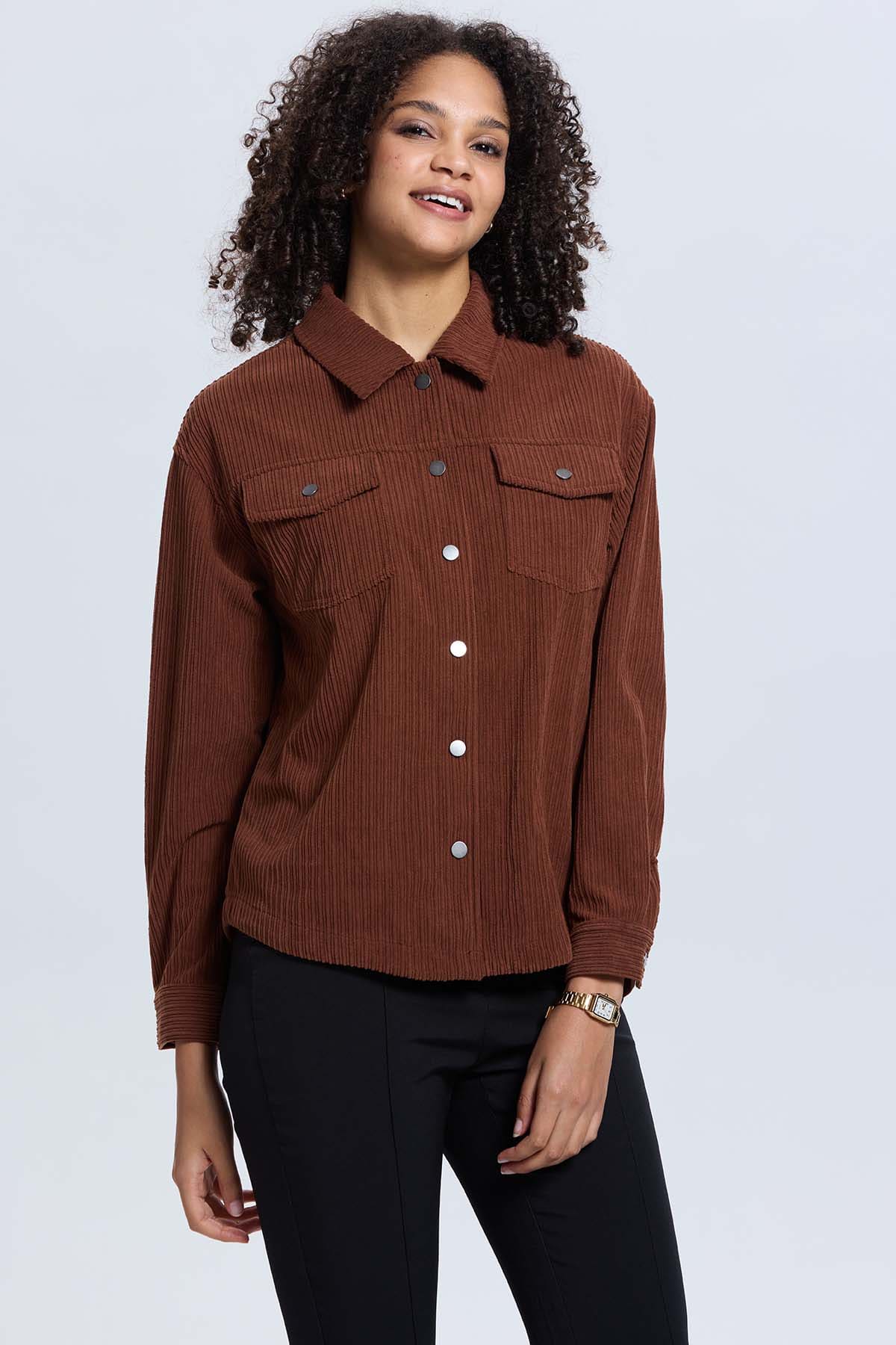 Chaqueta Mujer Cotelé Cafe