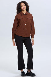 Chaqueta Mujer Cotelé Cafe