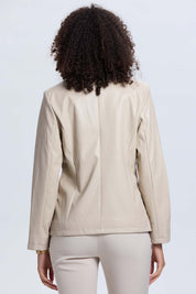 Chaqueta Mujer Efecto Cuero Beige