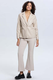 Chaqueta Mujer Efecto Cuero Beige
